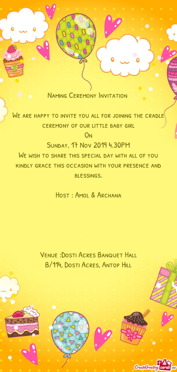 Venue :Dosti Acres Banquet Hall