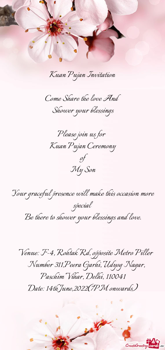 Venue: F-4, Rohtak Rd, opposite Metro Piller