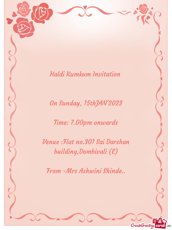 Venue :Flat no.301 Sai Darshan building,Dombivali (E)