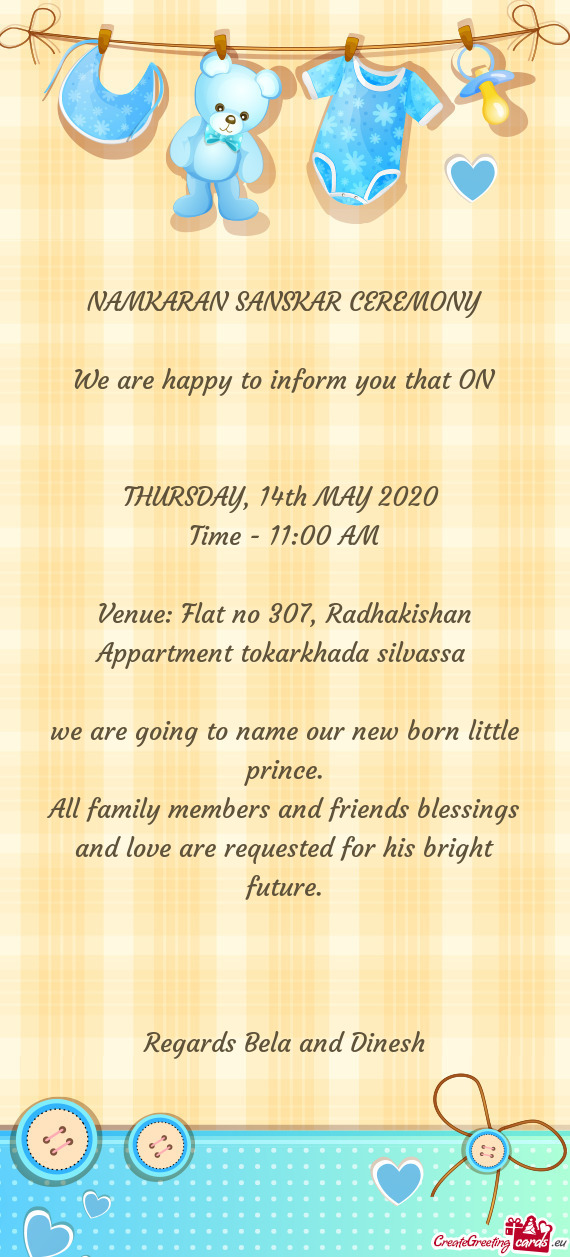 Venue: Flat no 307, Radhakishan Appartment tokarkhada silvassa