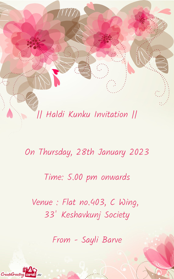 Venue : Flat no.403, C Wing