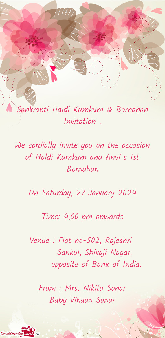 Venue : Flat no-502, Rajeshri