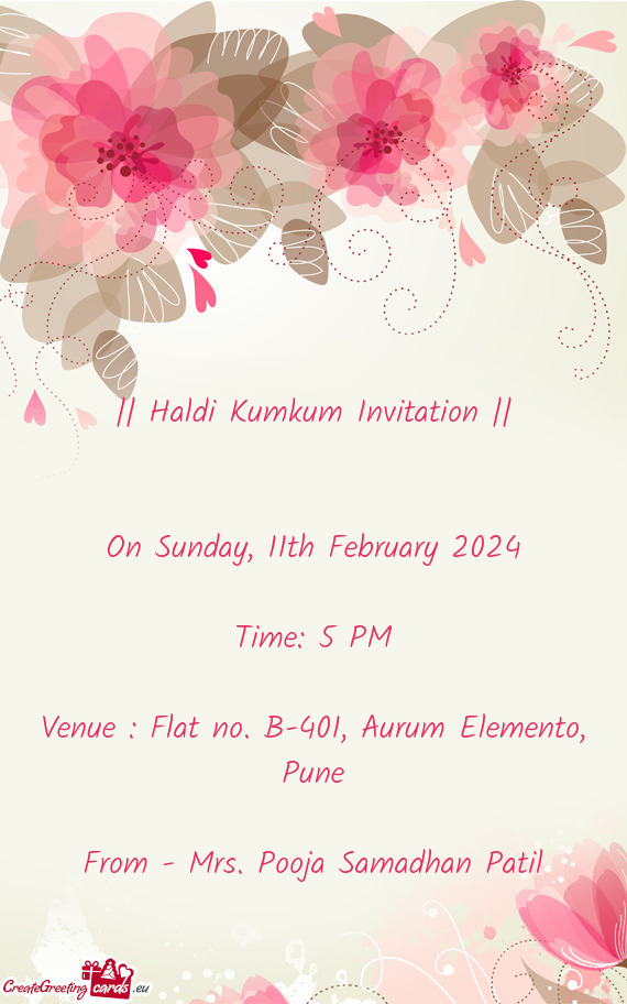 Venue : Flat no. B-401, Aurum Elemento, Pune