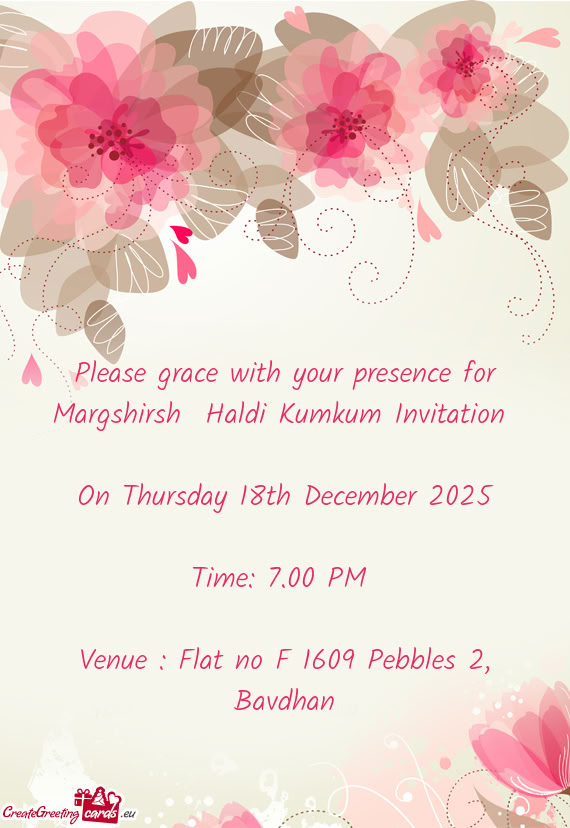 Venue : Flat no F 1609 Pebbles 2, Bavdhan