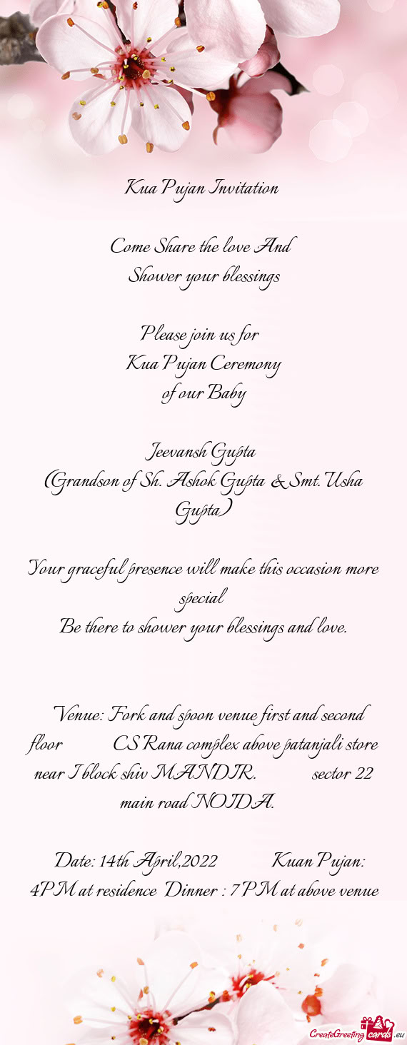 Venue: Fork and spoon venue first and second floor   CS Rana complex above patanjali st