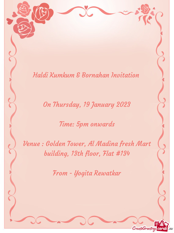 Venue : Golden Tower, Al Madina fresh Mart building, 13th floor, Flat #134