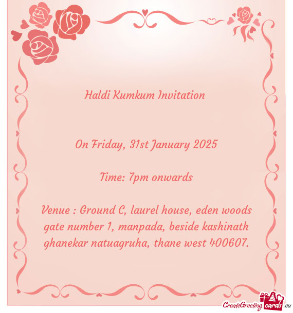 Venue : Ground C, laurel house, eden woods gate number 1, manpada, beside kashinath ghanekar natuagr