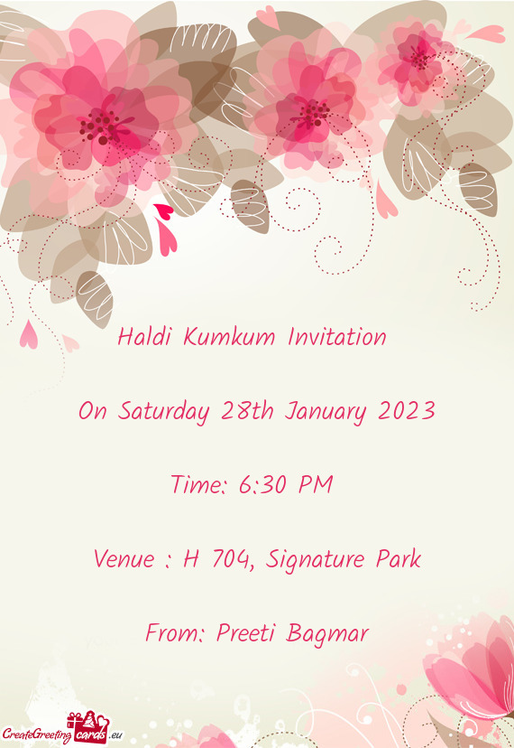 Venue : H 704, Signature Park