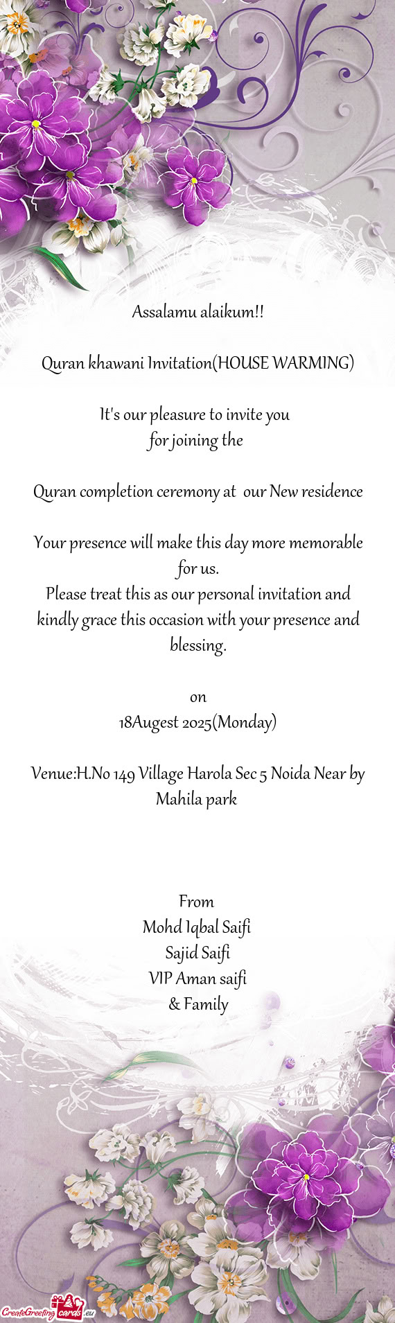 Venue:H.No 149 Village Harola Sec 5 Noida Near by Mahila park