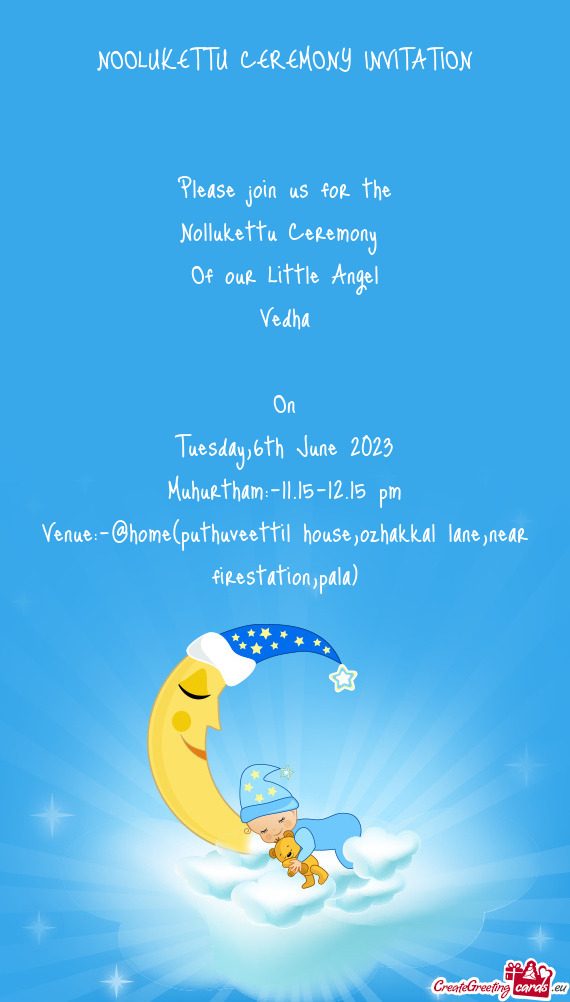 Venue:-@home(puthuveettil house,ozhakkal lane,near firestation,pala)