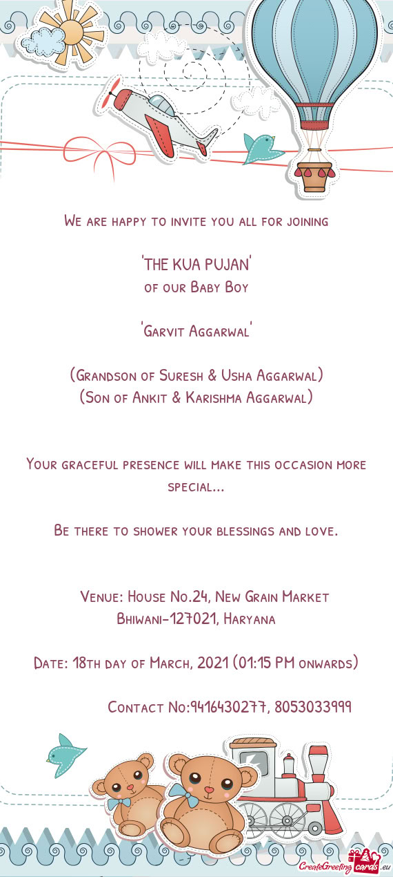 Venue: House No.24, New Grain Market Bhiwani-127021, Haryana