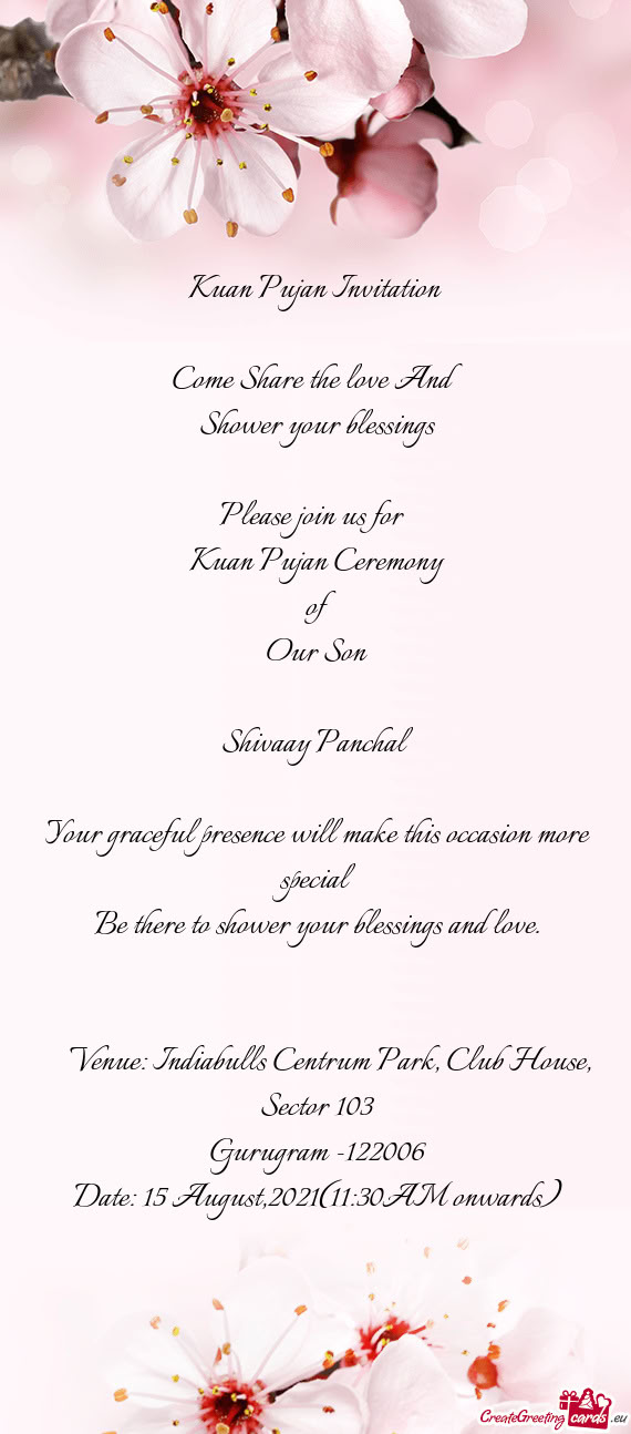 Venue: Indiabulls Centrum Park, Club House, Sector 103