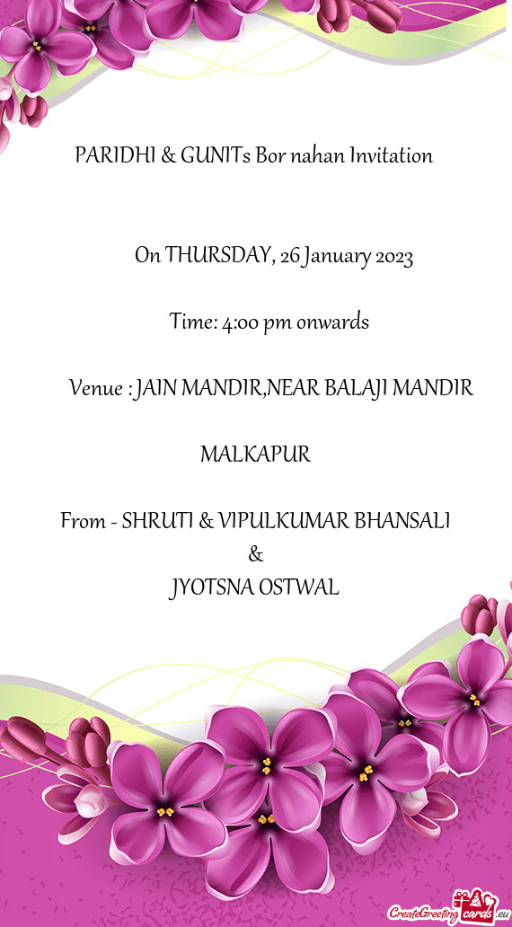 Venue : JAIN MANDIR,NEAR BALAJI MANDIR