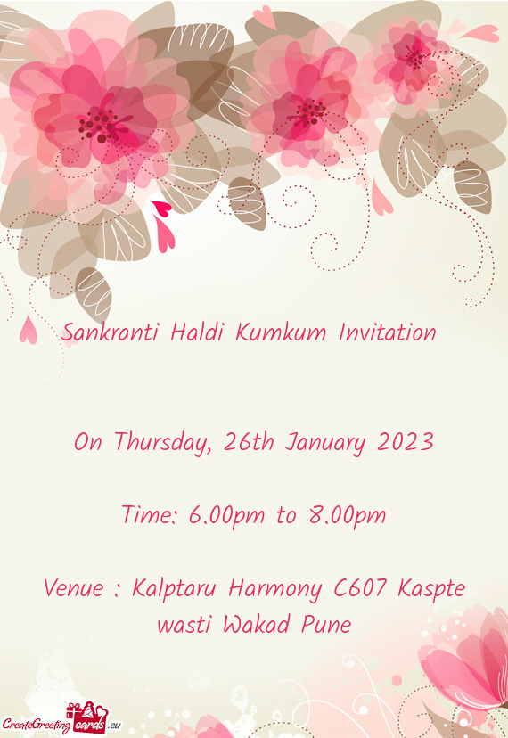 Venue : Kalptaru Harmony C607 Kaspte wasti Wakad Pune