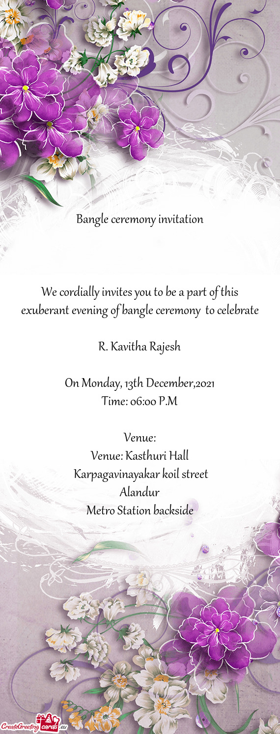 Venue: Kasthuri Hall