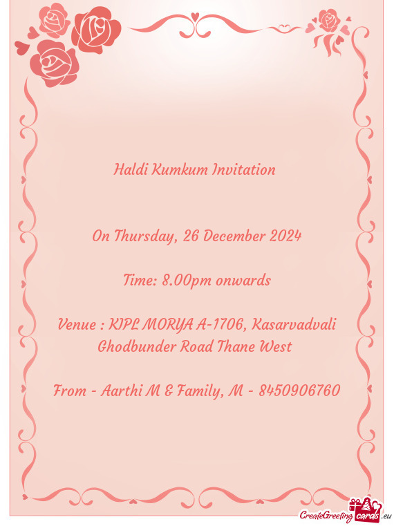 Venue : KIPL MORYA A-1706, Kasarvadvali Ghodbunder Road Thane West