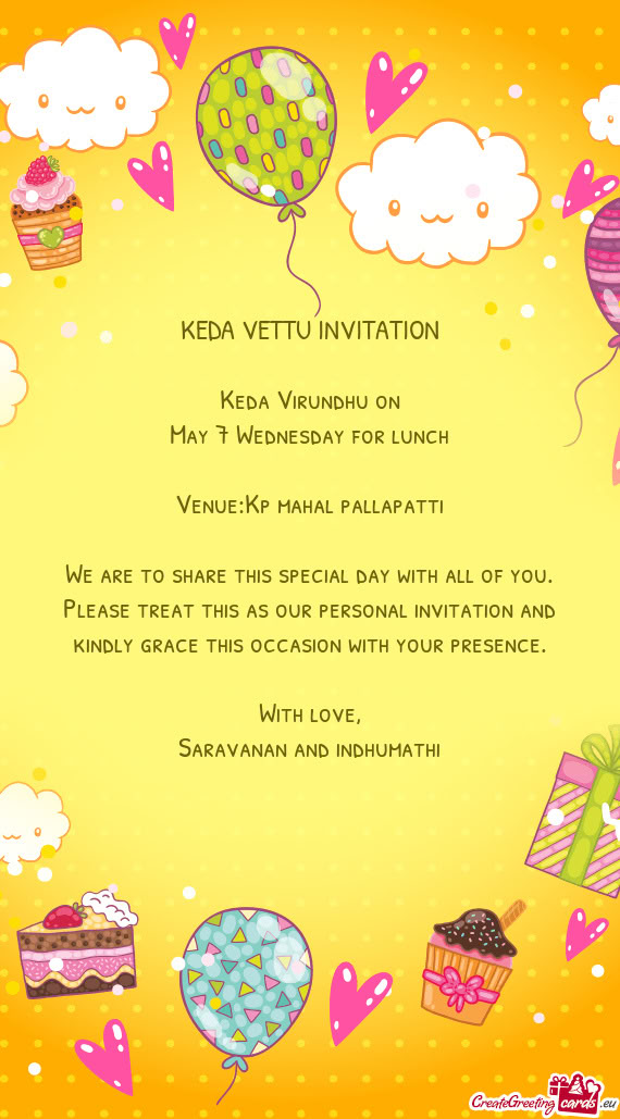 Venue:Kp mahal pallapatti