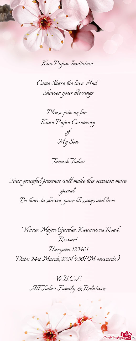 Venue: Majra Gurdas, Kaunsiwas Road, Rewari