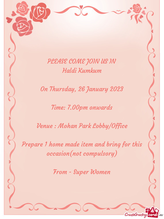 Venue : Mohan Park Lobby/Office