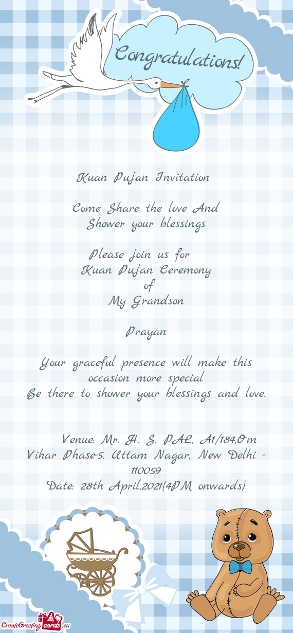 Venue: Mr. H. S. PAL, A1/184,Om Vihar Phase-5, Uttam Nagar, New Delhi - 110059