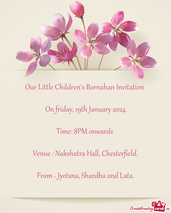 Venue : Nakshatra Hall, Chesterfield