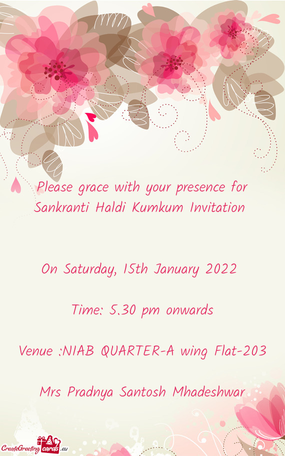 Venue :NIAB QUARTER-A wing Flat-203