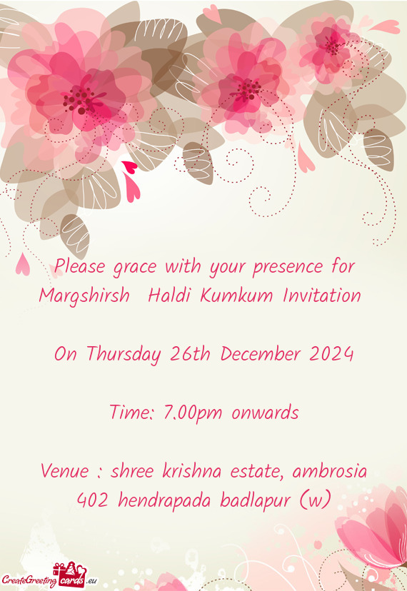 Venue : shree krishna estate, ambrosia 402 hendrapada badlapur (w)