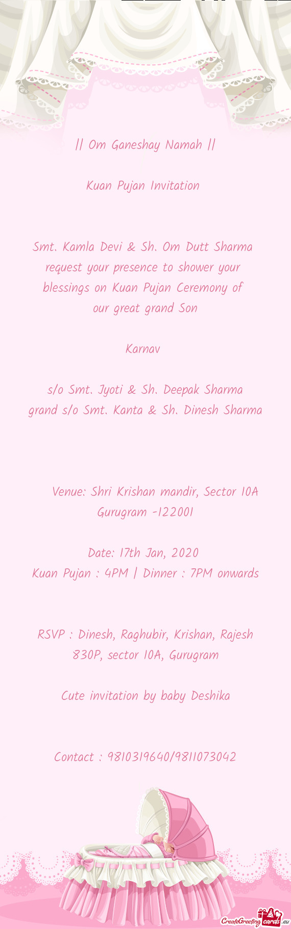 Venue: Shri Krishan mandir, Sector 10A