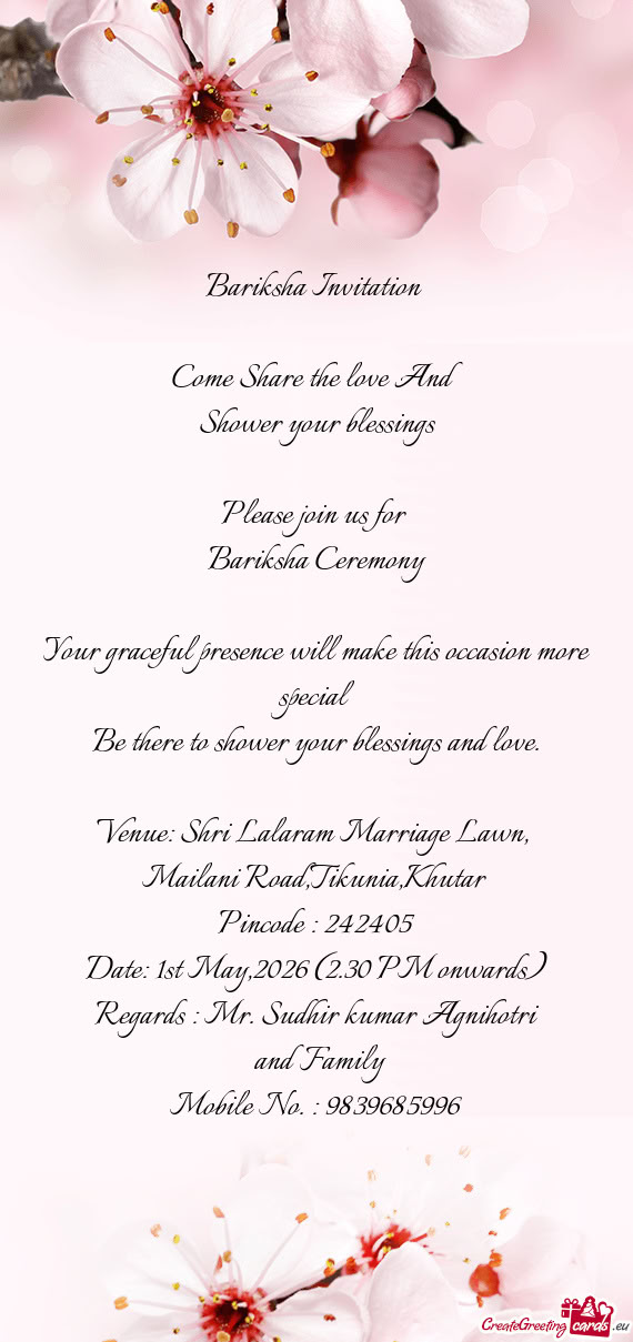 Venue: Shri Lalaram Marriage Lawn