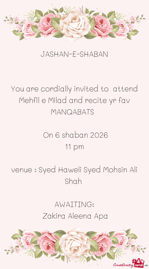 Venue : Syed Haweli Syed Mohsin Ali Shah