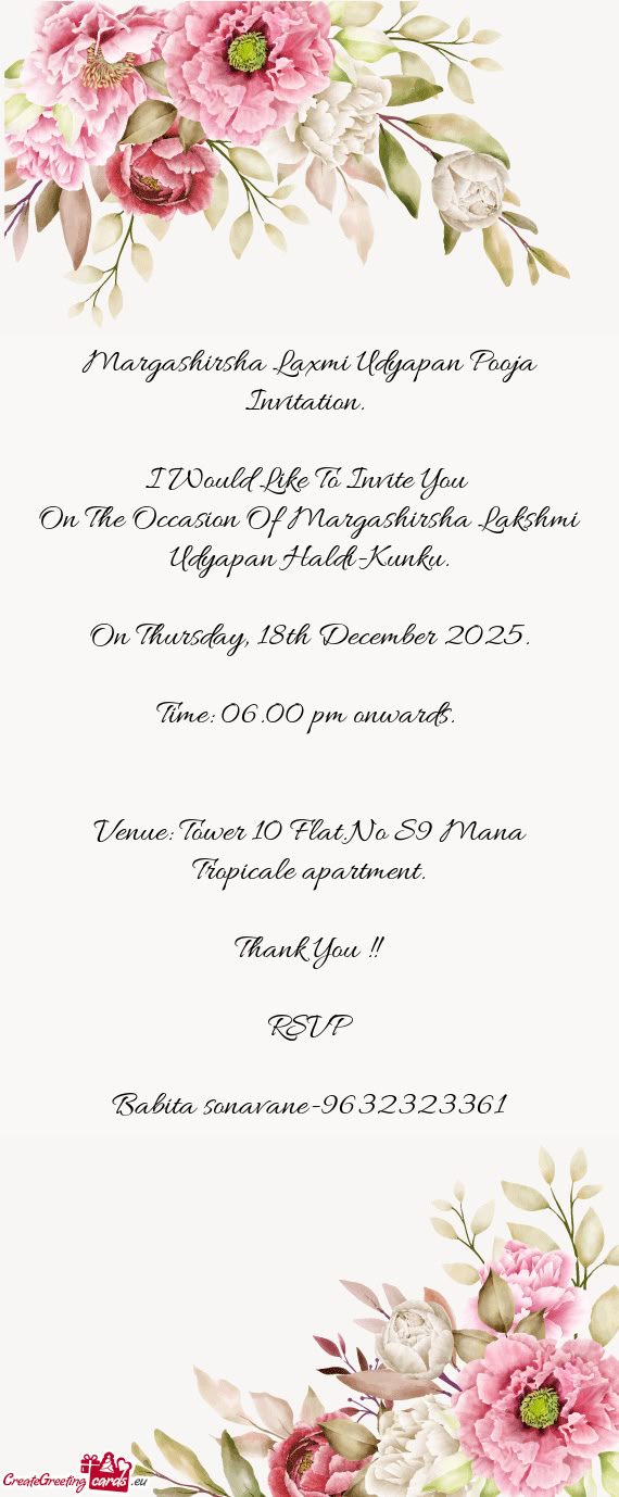 Venue: Tower 10 Flat.No S9 Mana Tropicale apartment