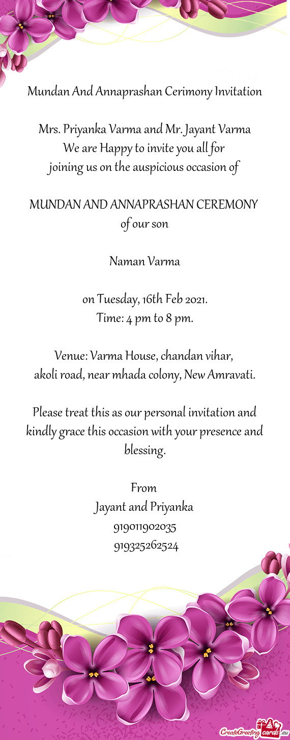 Venue: Varma House, chandan vihar