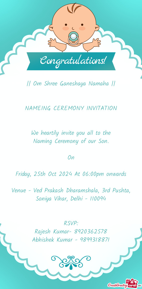 Venue - Ved Prakash Dharamshala, 3rd Pushta, Soniya Vihar, Delhi - 110094