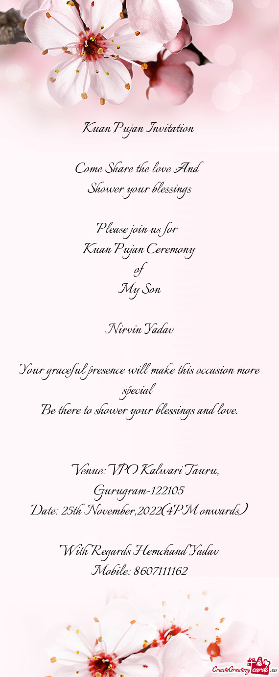 Venue: VPO Kalwari Tauru, Gurugram-122105