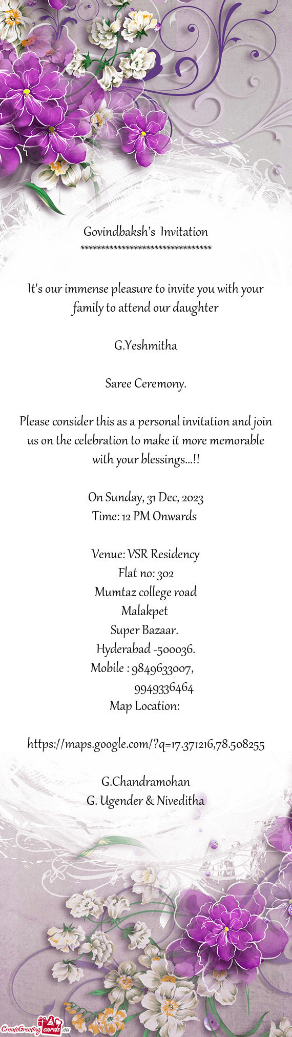 Venue: VSR Residency