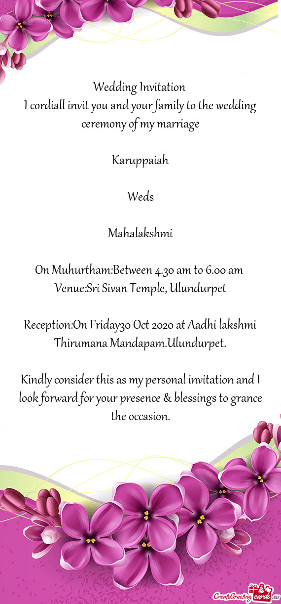 Venue:Sri Sivan Temple, Ulundurpet