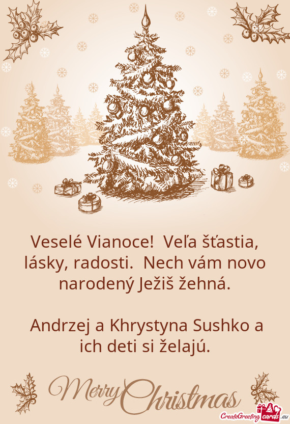 Veselé Vianoce! Veľa šťastia, lásky, radosti. Nech vám novo narodený Ježiš žehná