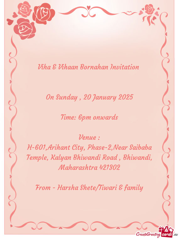 Viha & Vihaan Bornahan Invitation