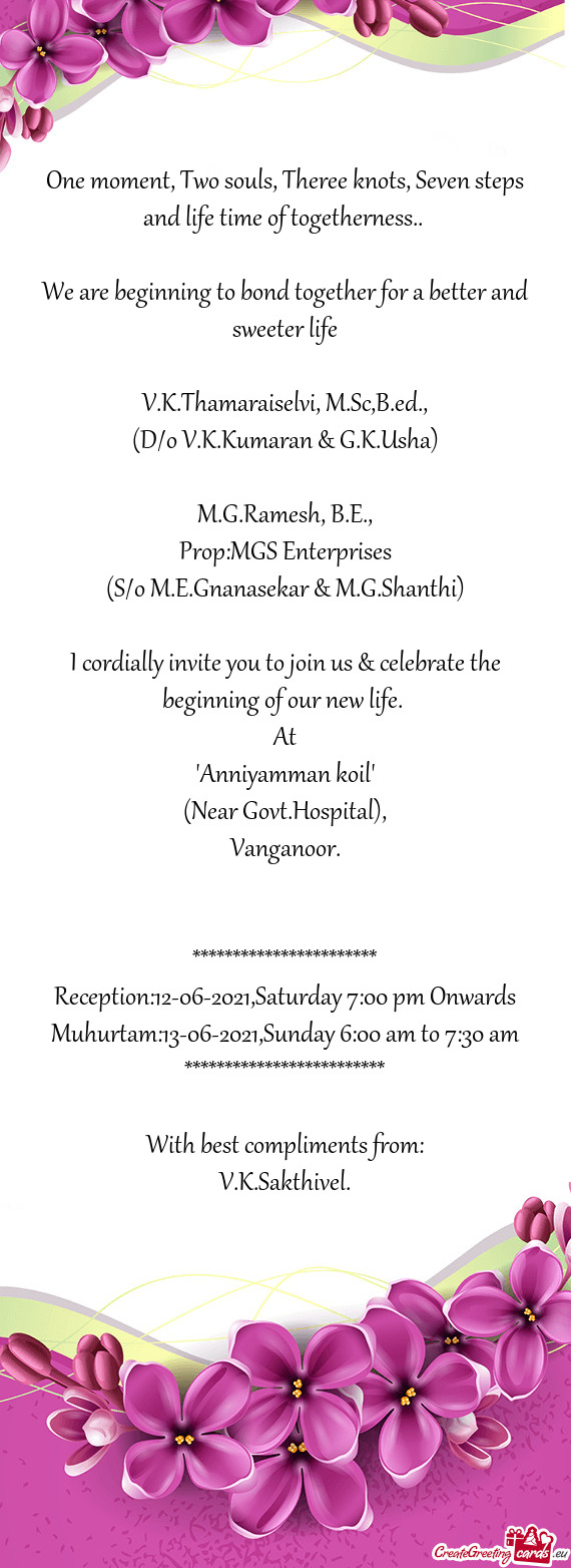 V.K.Thamaraiselvi, M.Sc,B.ed