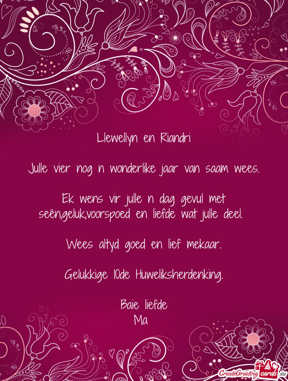 Voorspoed en liefde wat julle deel