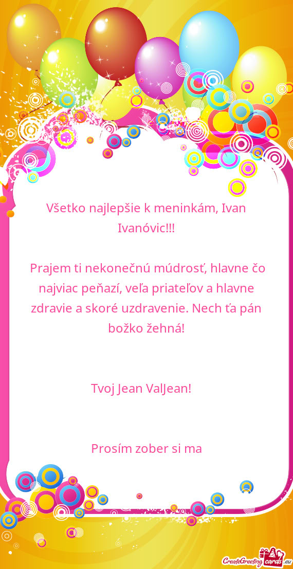 Všetko najlepšie k meninkám, Ivan Ivanóvic