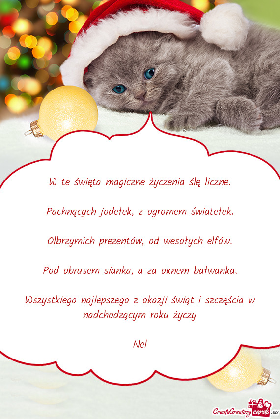 W te święta magiczne życzenia ślę liczne