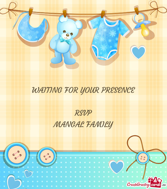 WAITING FOR YOUR PRESENCE RSVP MANGAL FAMILY