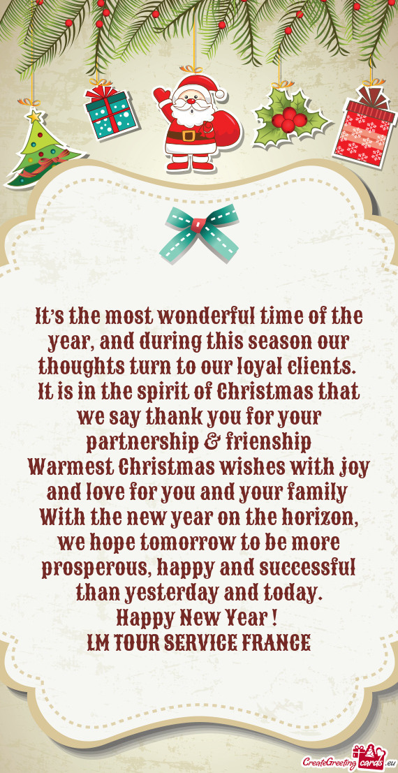 Warmest Christmas wishes with joy and love for you and your family