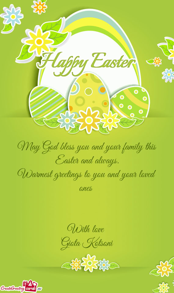Warmest greetings to you and your loved ones  With love Giota Kotsoni