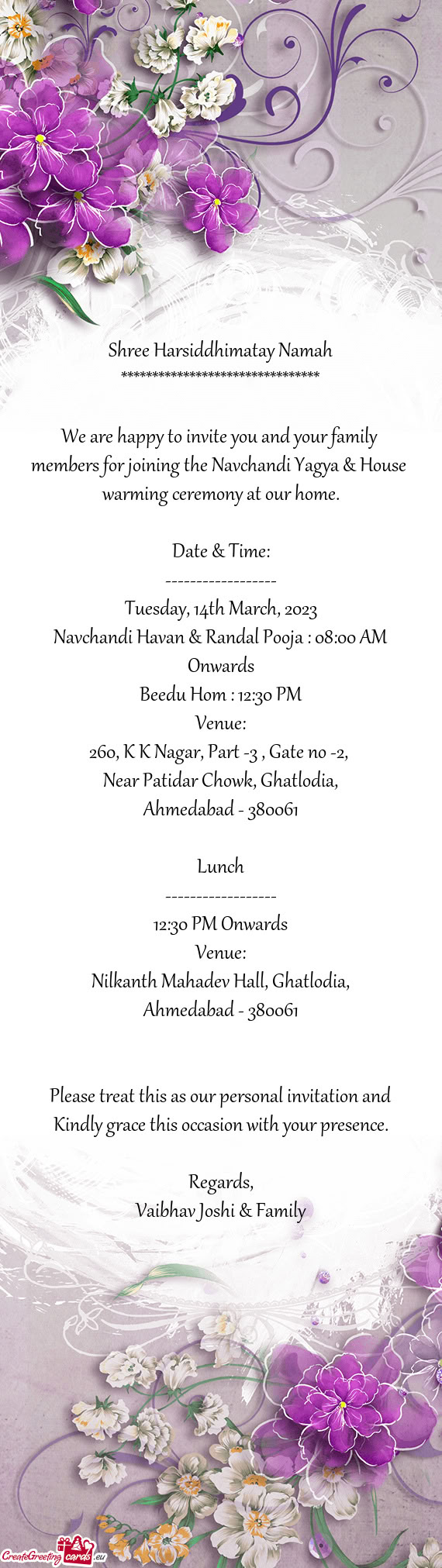 Warming ceremony at our home