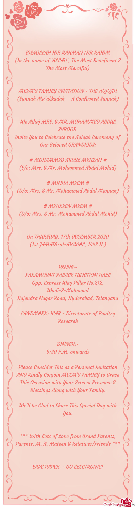 We Alhaj MRS. & MR. MOHAMMED ABDUL SUBOOR