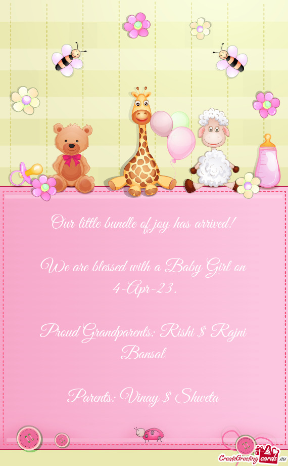 We are blessed with a Baby Girl on 4-Apr-23