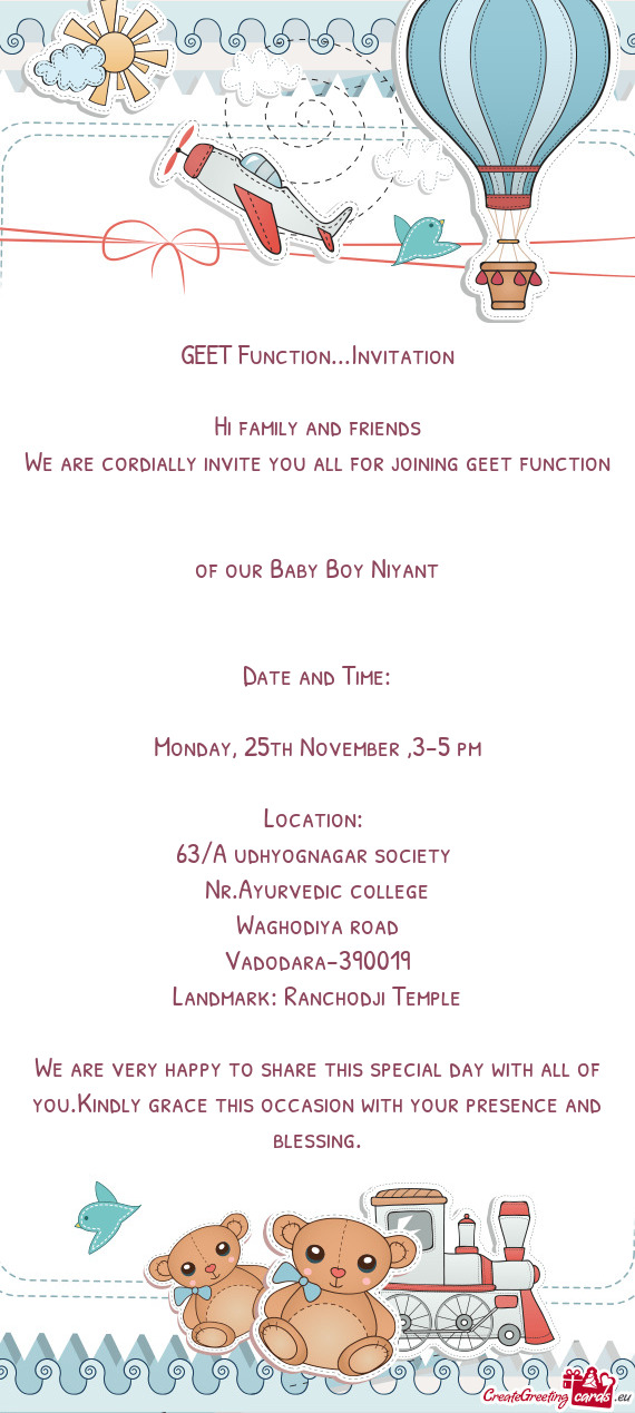 We are cordially invite you all for joining geet function