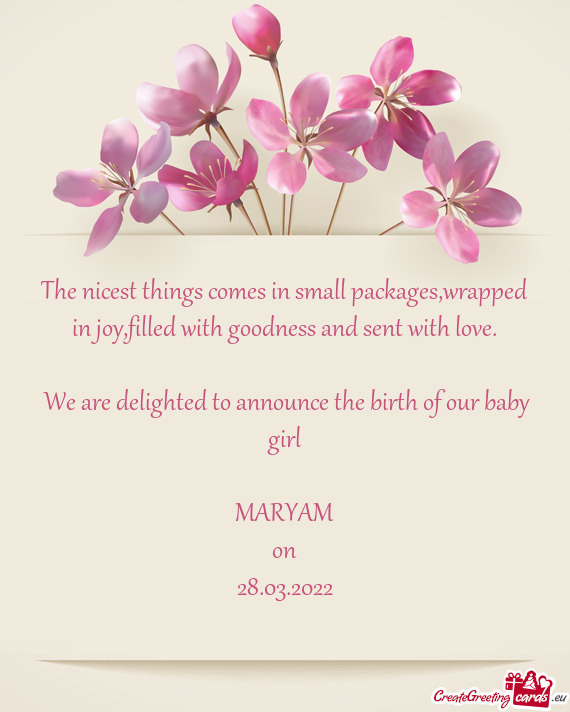 We are delighted to announce the birth of our baby girl